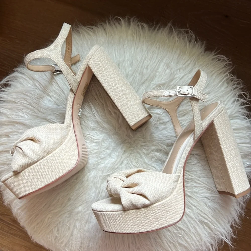 ANTONIO MELANI born on fifth Beige Knotted Platform heeled sandals